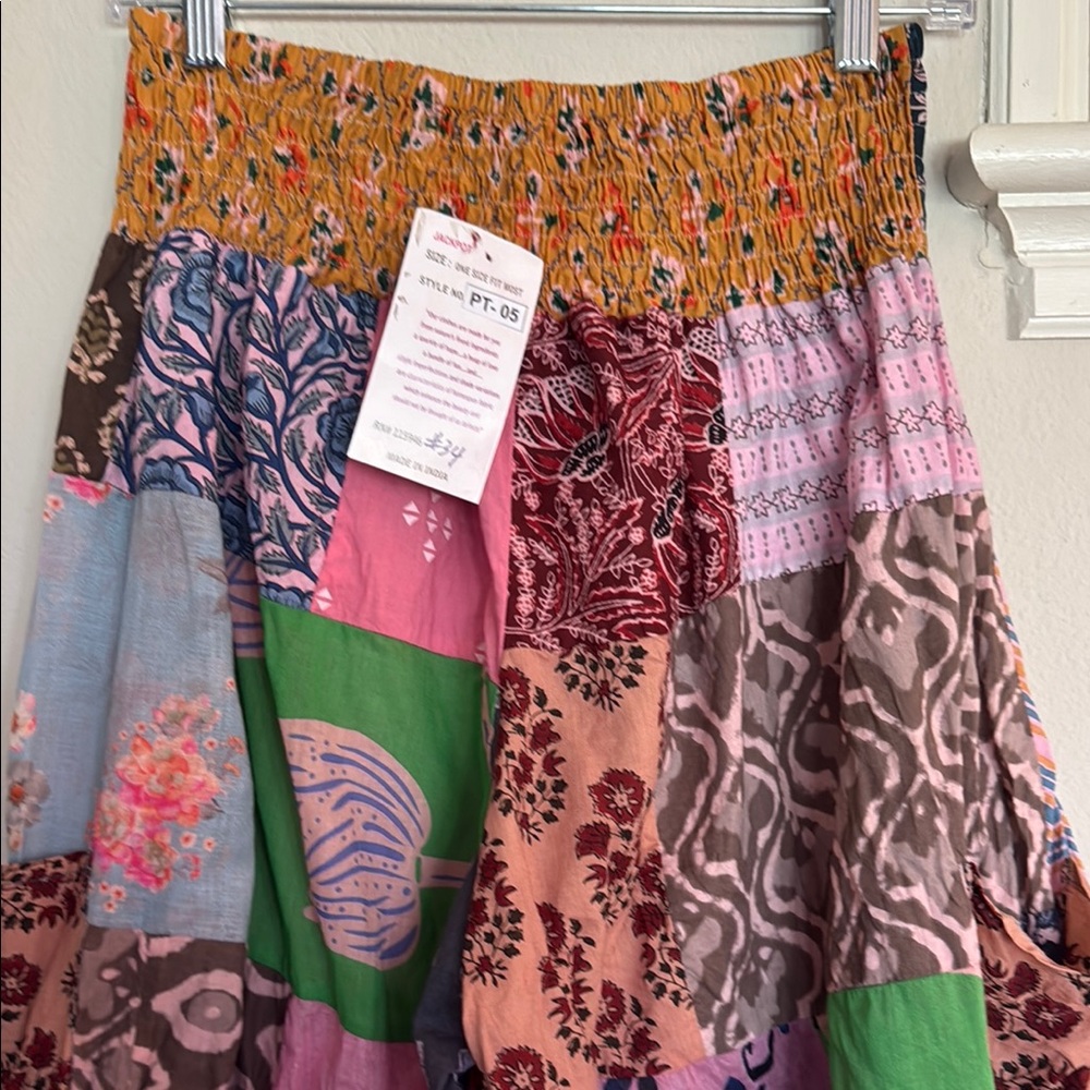 Bohemian Patchwork Wide Leg Pants